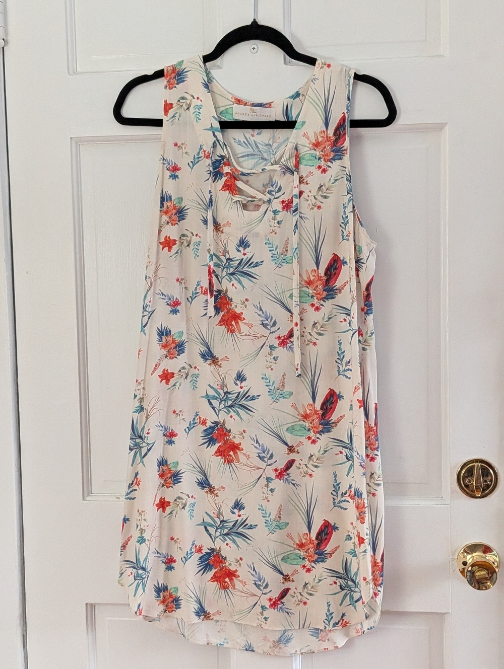 Amanda Uprichard Floral Lace-Up Shift Dress 100% Viscose Size M - Picture 2 of 5